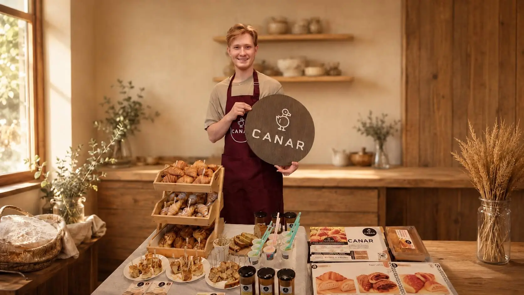 Vladislav iz ekipe Canar — degustacija ročno izdelanih peciv Canar.